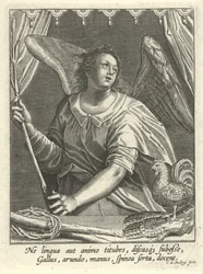 Gallo, corona di spine e canna